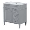 30'' Bathroom Vanity with Top Sink, Modern Bathroom Storage Cabinet with 2 Drawers and a Tip-out Drawer, Single Sink Bathroom Vanity