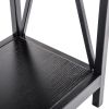 Triamine Board Cross Iron Frame Porch Table Sofa Side Table Black Wood Grain