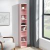 8-Tier Media Tower Rack, CD DVD Slim Storage Cabinet with Adjustable Shelves, Tall Narrow Bookcase Display Bookshelf for Home Office,Multi-functional