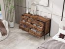 Wood Dresser with 7 Drawers, Wooden Storage Closet for Bedroom, Solid Clothes Cabinet with Sturdy Steel Frame, 48.58"W√ó15.75"D√ó31.22"H, 48 inch, Rus