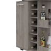 Tennessee Bar Cart, One Cabinet With Division, Six Cubbies For Liquor, Two Shelves