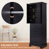 Storage Cabinet with 2 Doors and 4 Drawers for Bathroom, Office, Adjustable Shelf, MDF Board with Painted Finish