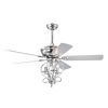 52 inch 4 Lights Ceiling Fan with 5 Wood Blades, Two-color fan blade, AC Motor, Remote Control, Reversible Airflow, 3-Speed, Adjustable Height, Tradit