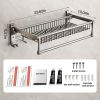 Towel Rack for Bathroom Towel Storage Wall Mounted Foldable Towel Shelf with Towel Bar Hooks No Assembly Required 24-Inch